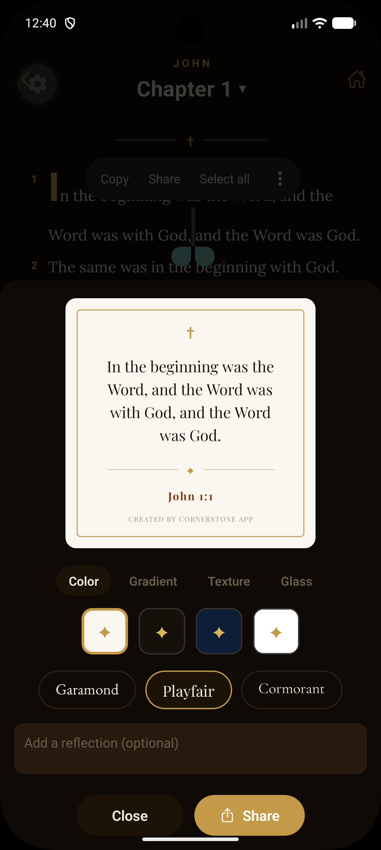 Shareable verse image
